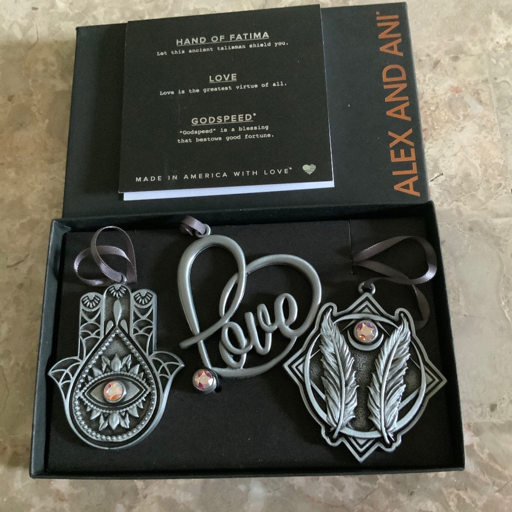New in box ALEX & ANI set of 3 hanging ornaments